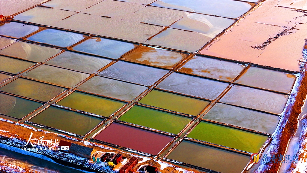 山东荣成：初春盐田色彩斑斓