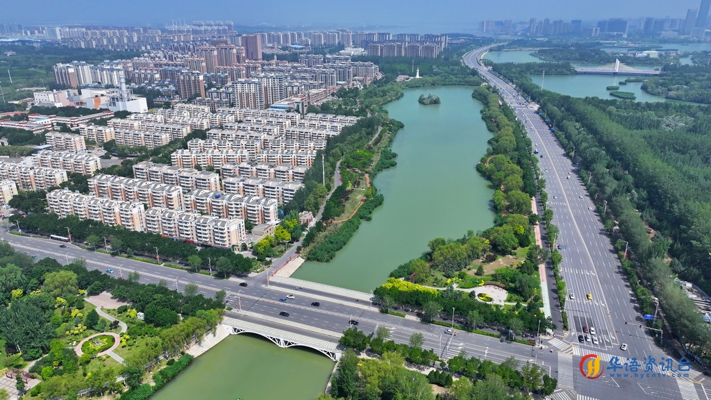 这是6月5日拍摄的宁夏银川市典农河（无人机照片）。